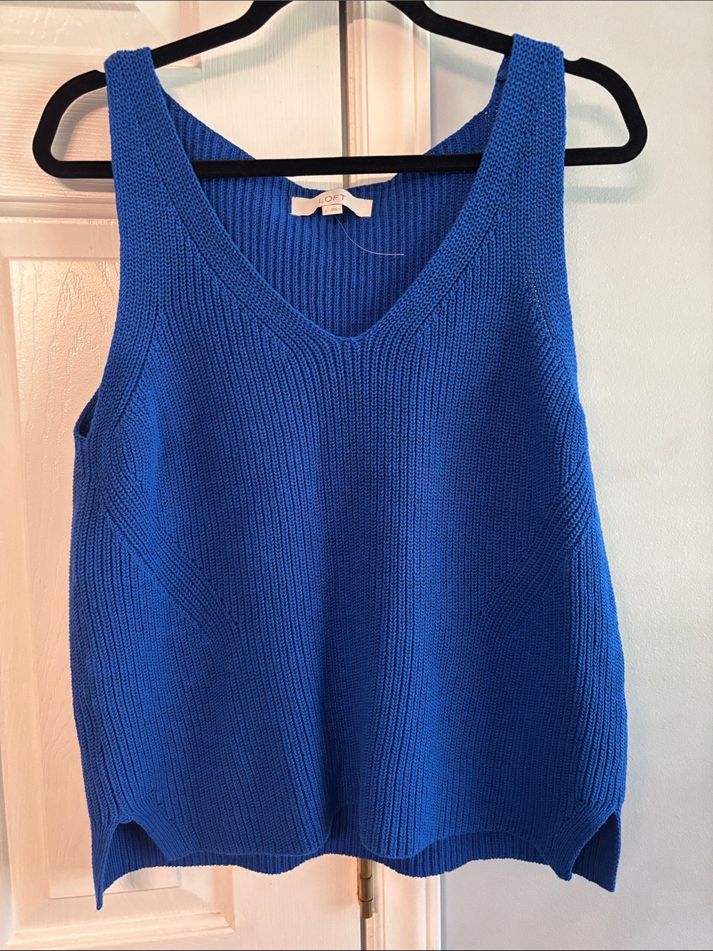 LOFT Bright Cobalt V-Neck Knit Tank